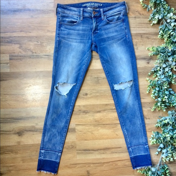 american eagle raw hem jeans